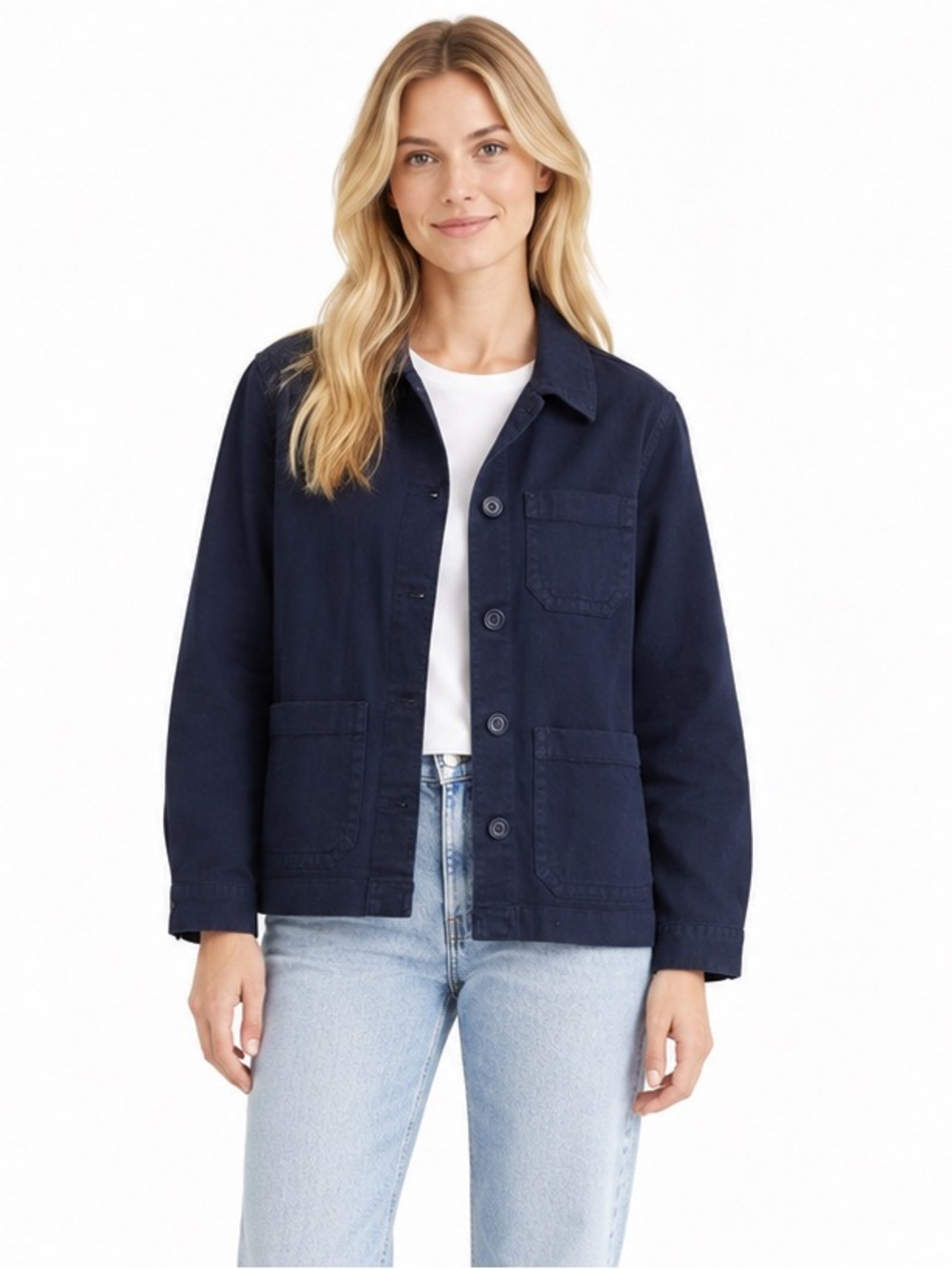 Quince Organic Comfort Stretch Chore Jacket Navy XS NWT